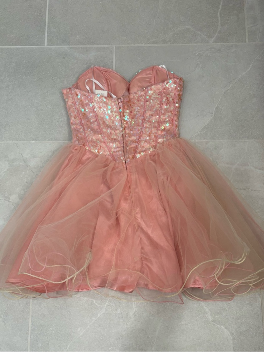 Vintage Y2K Betsy Johnson Style Beaded Corset Tulle Mini Dress Size 3/4 - Picture 8 of 16
